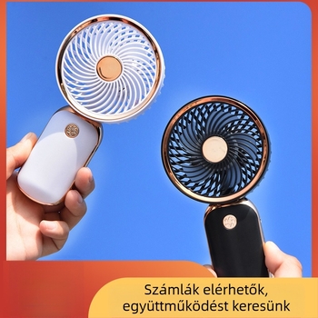 USB mini kézi ventilátor logóval, hordozható, újratölthető, 3 lapát