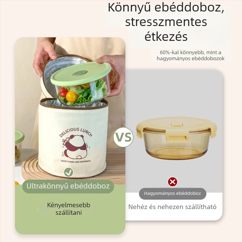 Ultra könnyű boroszilát üvegből készült ebédes doboz, mikrohullámú sütőben használható, nagy kapacitású, zárt gyümölcs- és ételtároló
