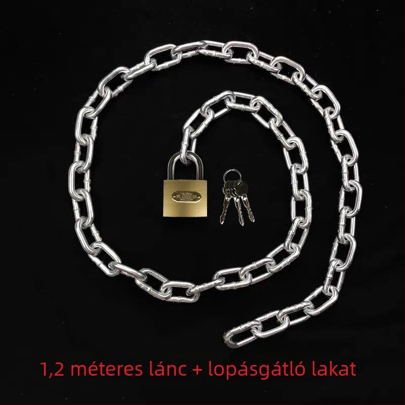 Láncos zár kerékpárhoz és elektromos kerékpárhoz, lopás elleni, acéllánc