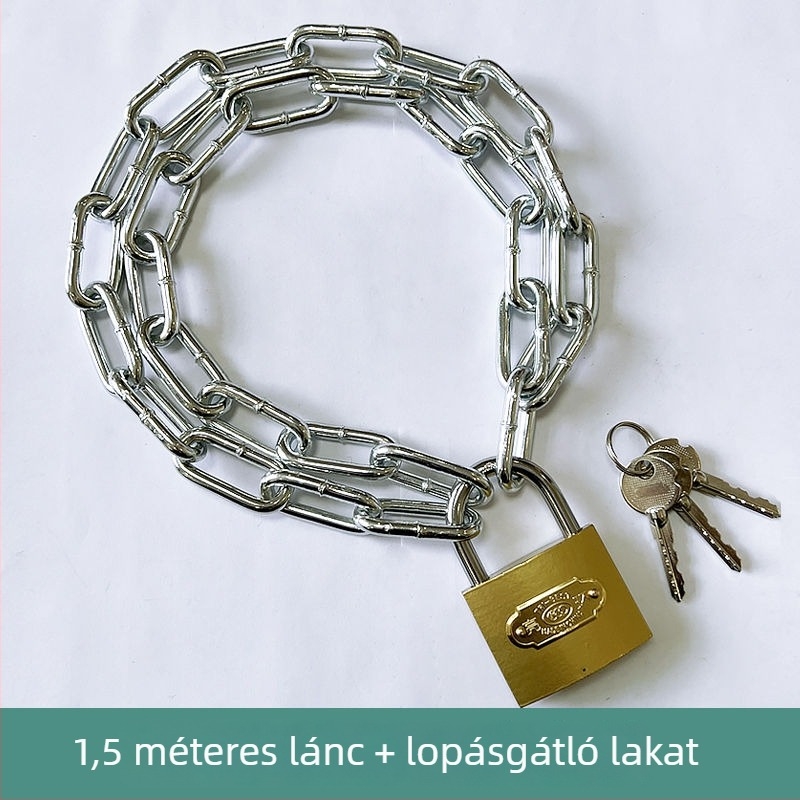 Láncos zár kerékpárhoz és elektromos kerékpárhoz, lopás elleni, acéllánc
