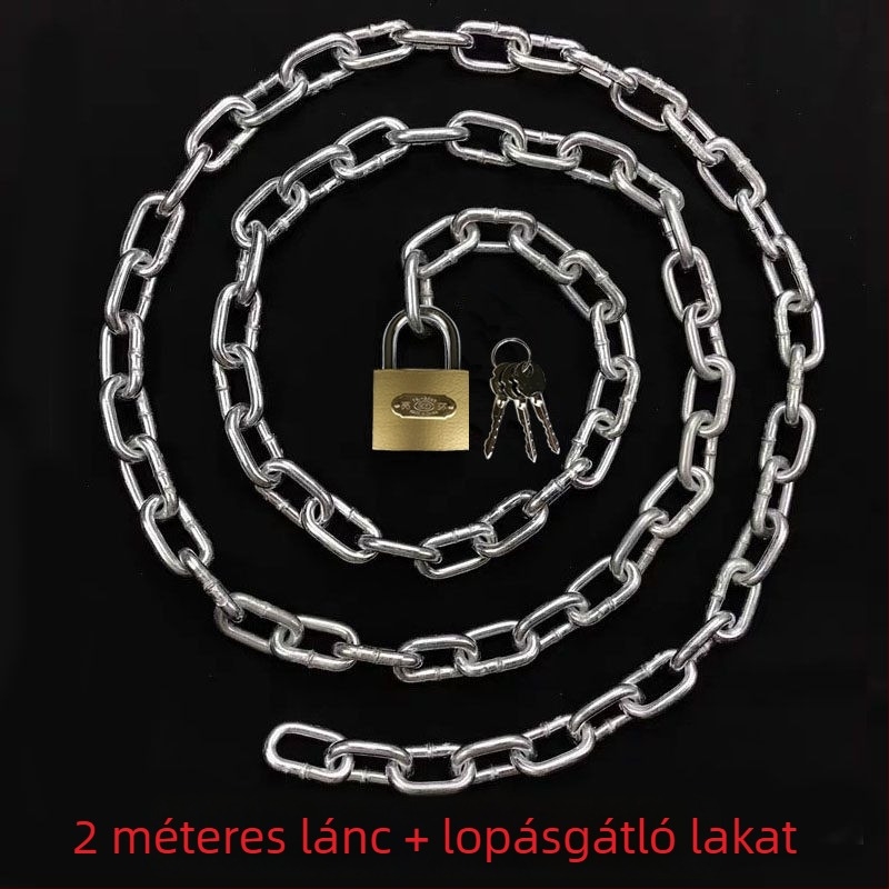 Láncos zár kerékpárhoz és elektromos kerékpárhoz, lopás elleni, acéllánc