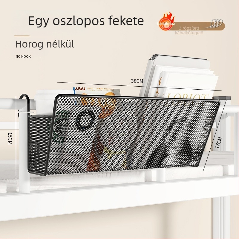 Fém oldalt lógatható tárolókosár az ágy melletti használatra – tároló felső ágyhoz kollégiumban