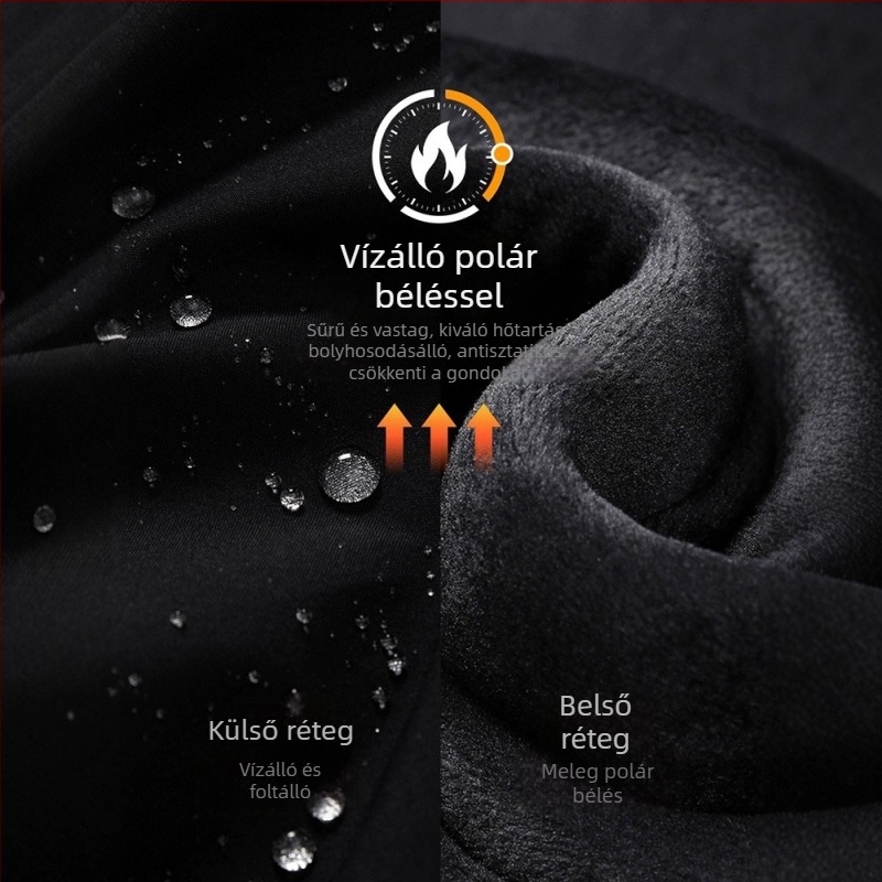 Vízálló férfi munkaruha ősz-télre, fleece béléses, porvédő kabát raktárban végzendő feladatokra