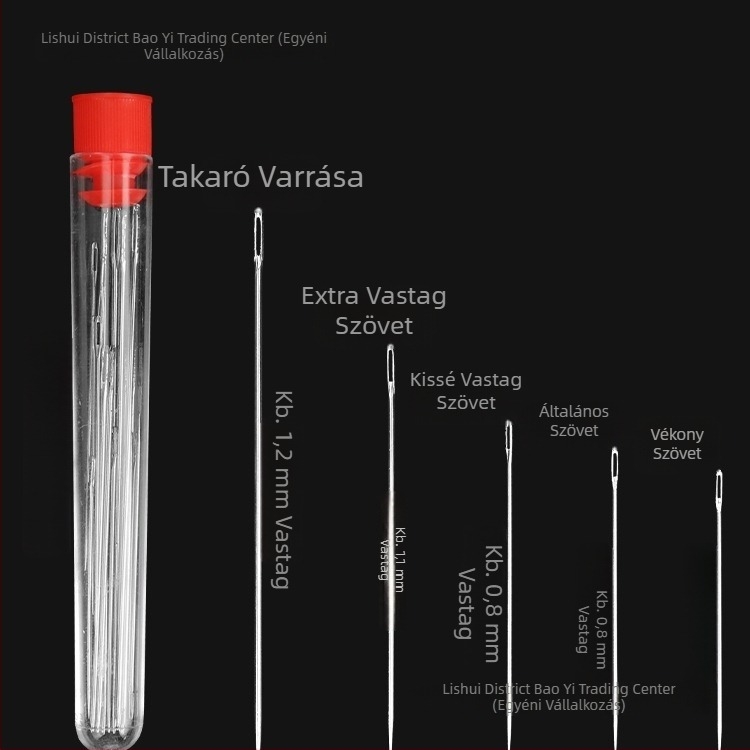 Háztartási varrókészlet fekete-fehér cérnával, praktikus kézi varráshoz