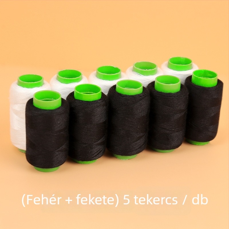 Háztartási varrókészlet fekete-fehér cérnával, praktikus kézi varráshoz