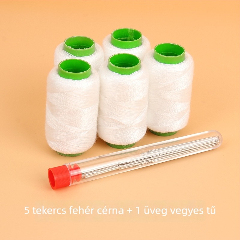 Háztartási varrókészlet fekete-fehér cérnával, praktikus kézi varráshoz