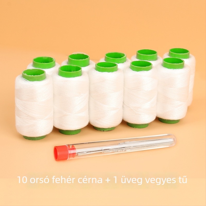 Háztartási varrókészlet fekete-fehér cérnával, praktikus kézi varráshoz