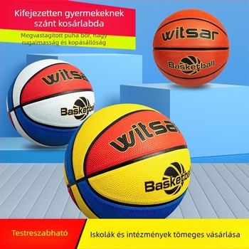 Kék gumilabda gyerekeknek, kezdő méretek 3–7, óvoda és általános iskola számára.