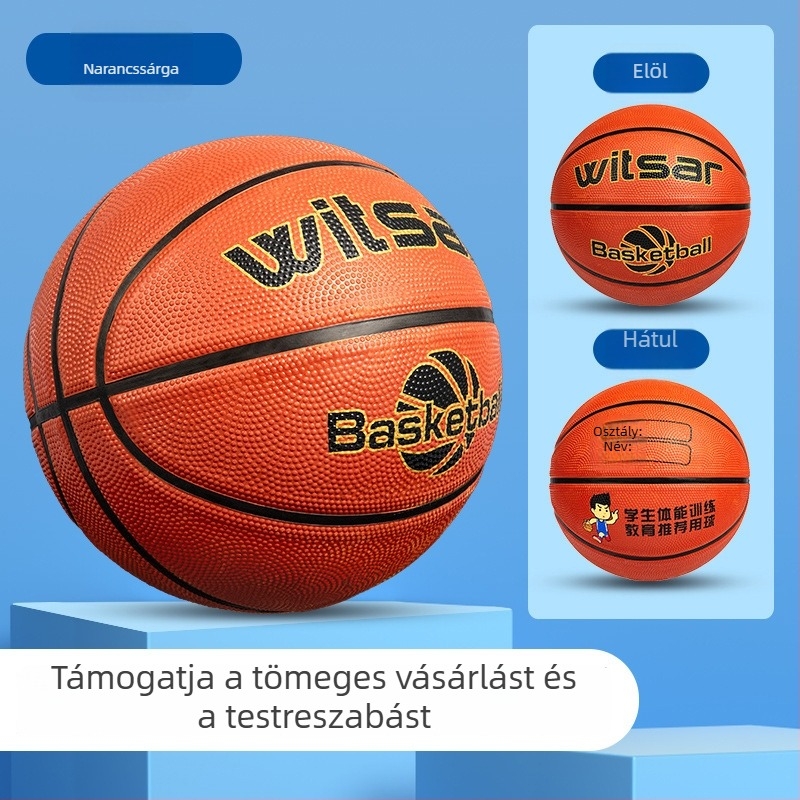 Kék gumilabda gyerekeknek, kezdő méretek 3–7, óvoda és általános iskola számára.
