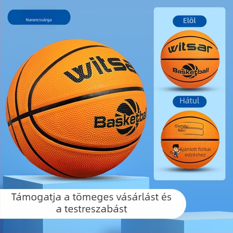 Kék gumilabda gyerekeknek, kezdő méretek 3–7, óvoda és általános iskola számára.