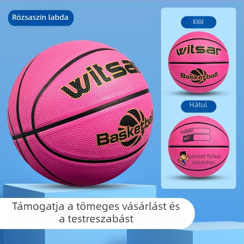 Kék gumilabda gyerekeknek, kezdő méretek 3–7, óvoda és általános iskola számára.