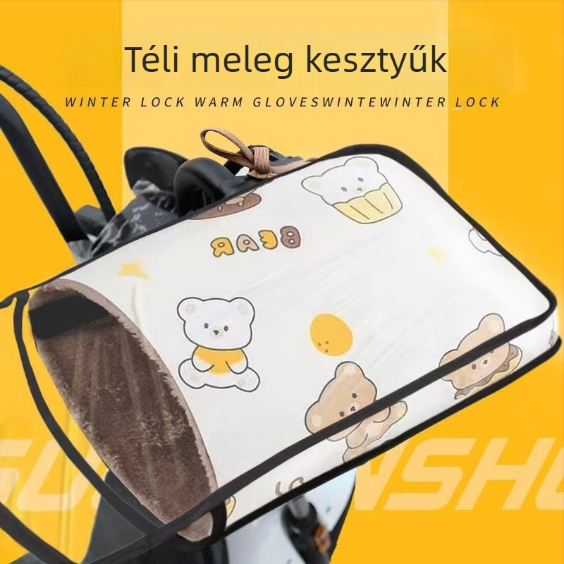 Téli kesztyű elektromos kerékpárhoz és motorkerékpárhoz fleece béléssel, vízálló és szélálló, vastag