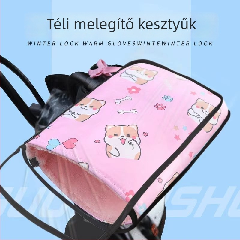 Téli kesztyű elektromos kerékpárhoz és motorkerékpárhoz fleece béléssel, vízálló és szélálló, vastag