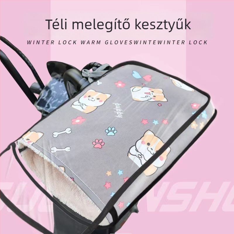 Téli kesztyű elektromos kerékpárhoz és motorkerékpárhoz fleece béléssel, vízálló és szélálló, vastag