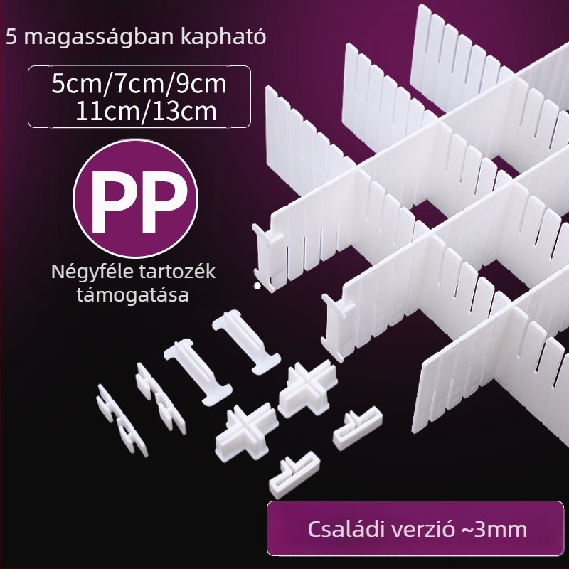Vastagított fiókelválasztó és tároló osztó — moduláris rendező rács panelok