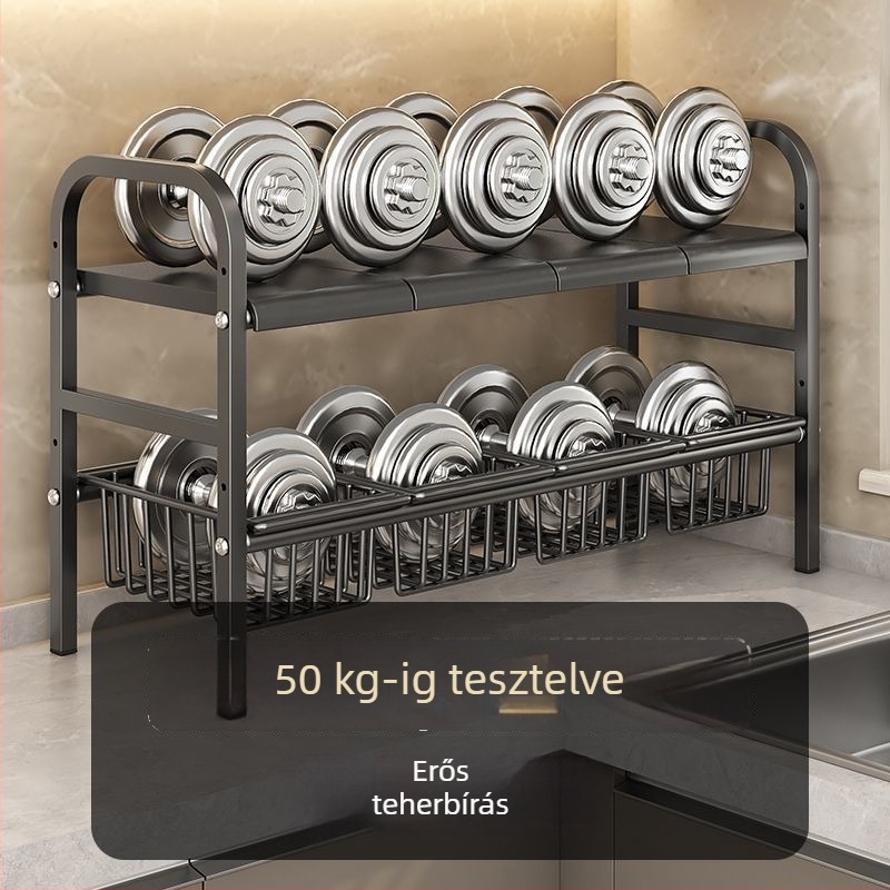 Fém mosdó alatti tároló állvány, kihúzható, kozmetikumok és bőrápolás számára, konyhai tároláshoz