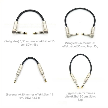 6,35 mm-es gitár effektkábel beépített zajcsökkentéssel elektromos gitárhoz