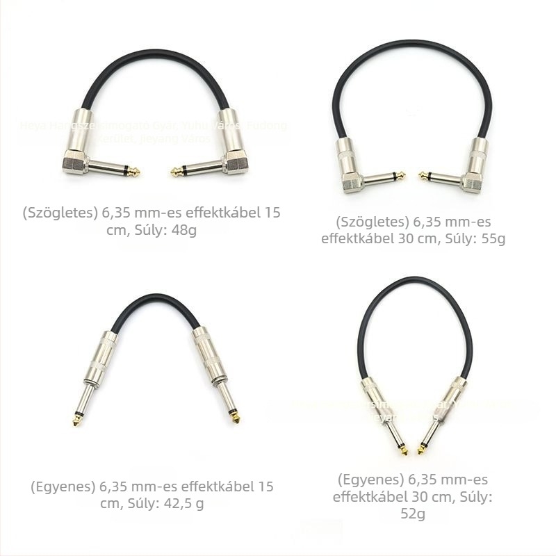 6,35 mm-es gitár effektkábel beépített zajcsökkentéssel elektromos gitárhoz