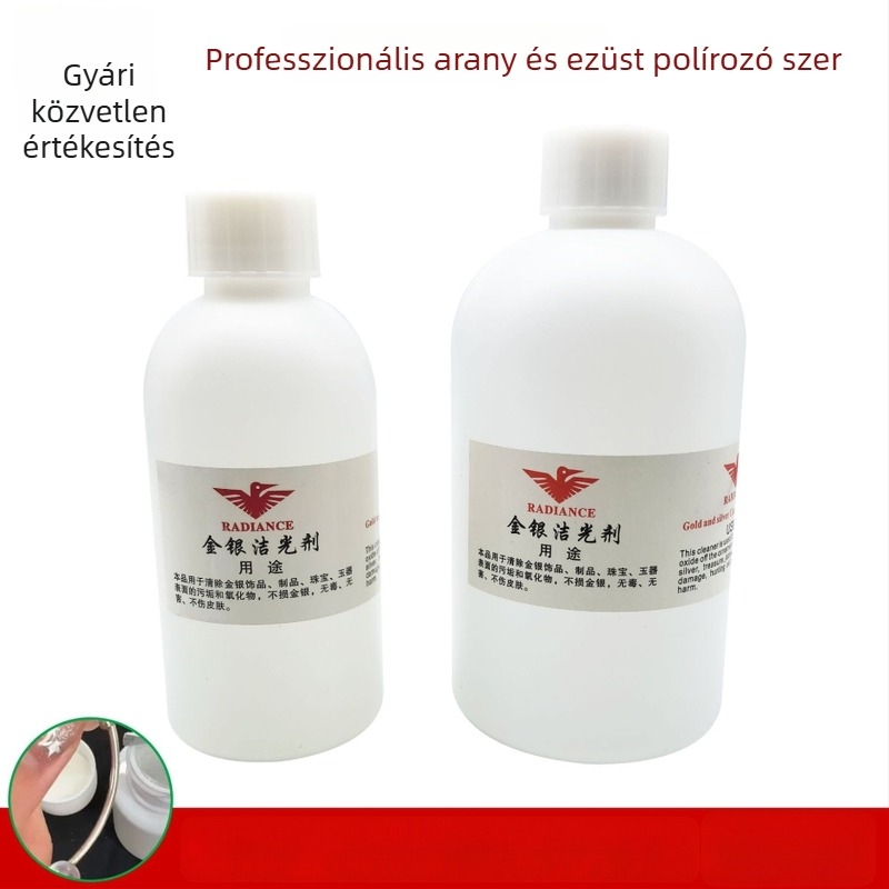 Arany- és ezüst ékszerek tisztító- és polírozó folyadéka oxidáció eltávolítására és ragyogás helyreállítására