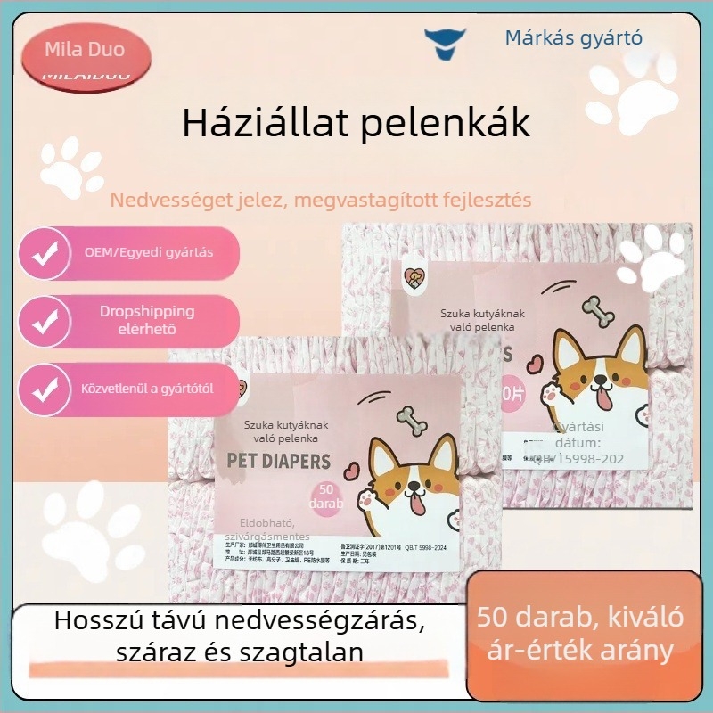 Kutyák menstruációs nadrágja – kisméretű nőstény kutyáknak, rajzfilmszerű stílus Milaido