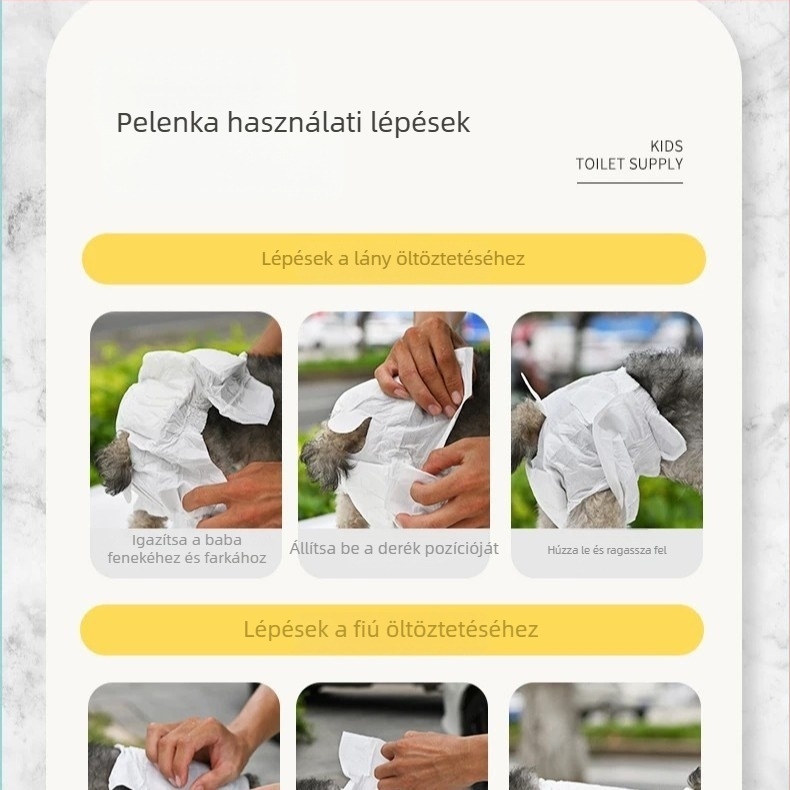 Kutyapelenkák hím- és nőstény kutyáknak, speciális higiéniai párnák, kis testű kutyák számára nadrág a vizeletvédelme érdekében