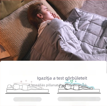 Alvást segítő gravitációs takaró, 100% pamut, világos szürke, méret 150x200–220 cm, tavasz és ősz