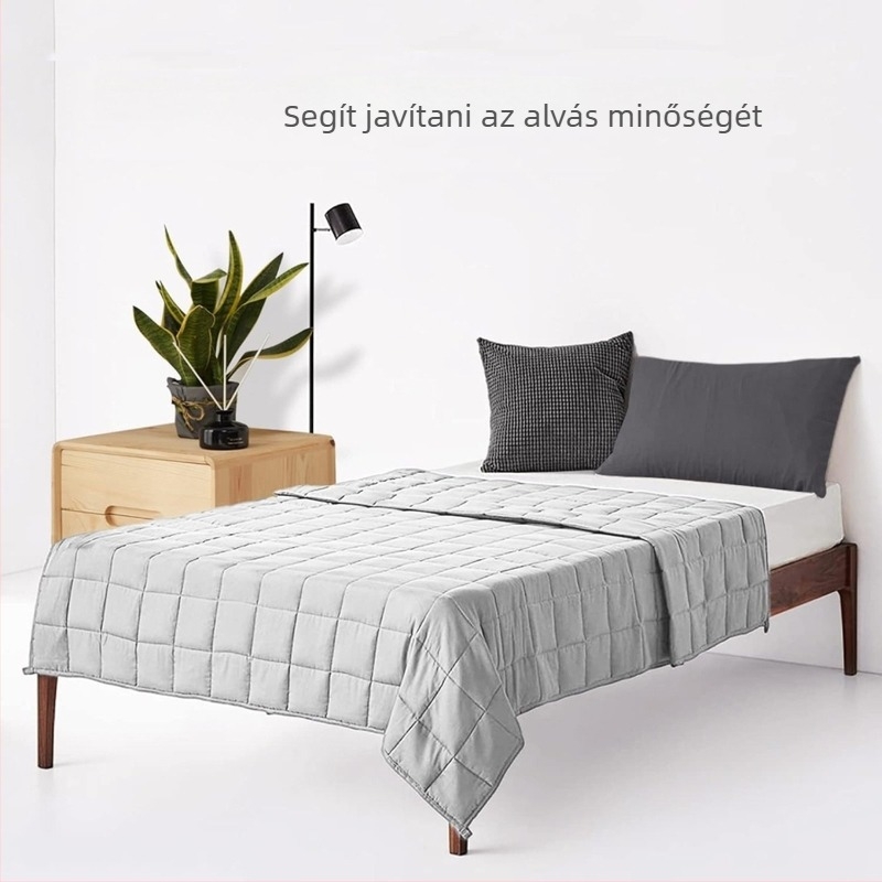 Alvást segítő gravitációs takaró, 100% pamut, világos szürke, méret 150x200–220 cm, tavasz és ősz
