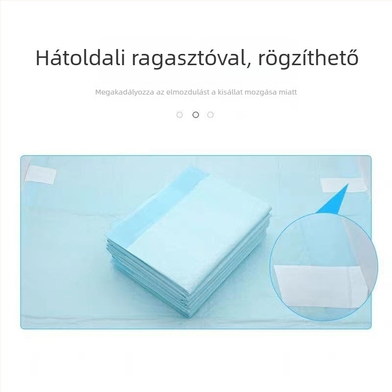 Egyszer használatos alátét háziállatok számára ragasztó hátoldallal, nedvszívó, megvastagított a kutyák toalettképzéséhez