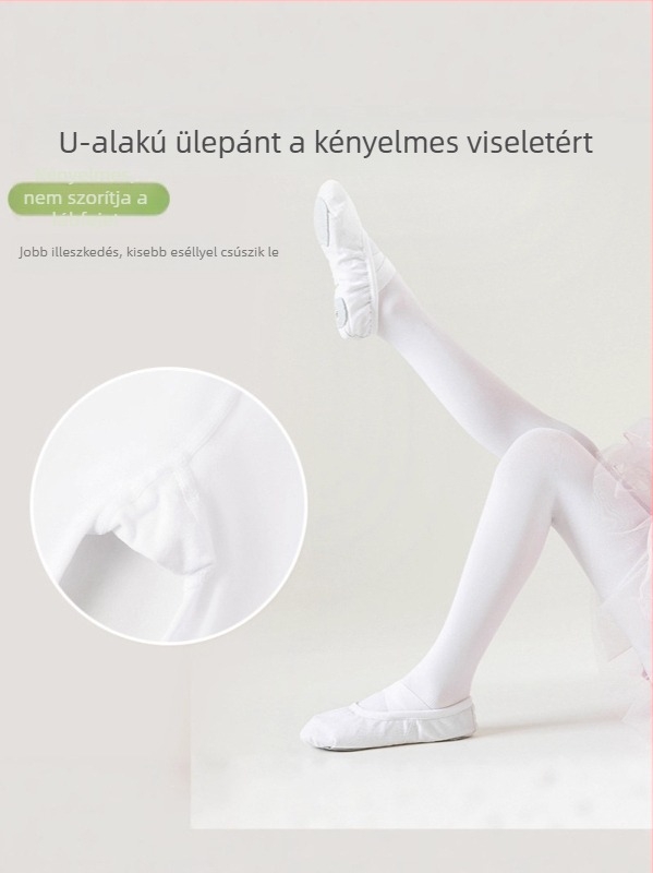 Gyerekeknek szóló vékony, elasztikus tánc-harisnyanadrág, egyszínű, lélegző, testhez álló