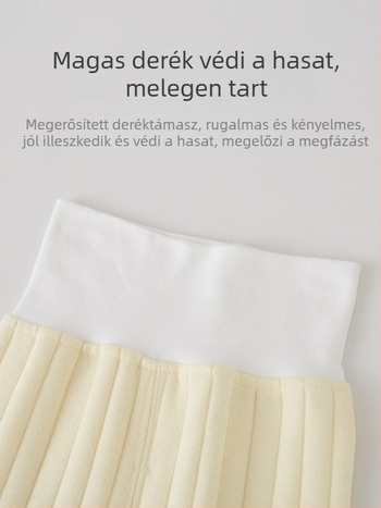 Pamutból készült gyerekeknek két részes otthoni garnitúra őszi-téli időszakra: hosszú ujjú felső és magas derekú nadrág.