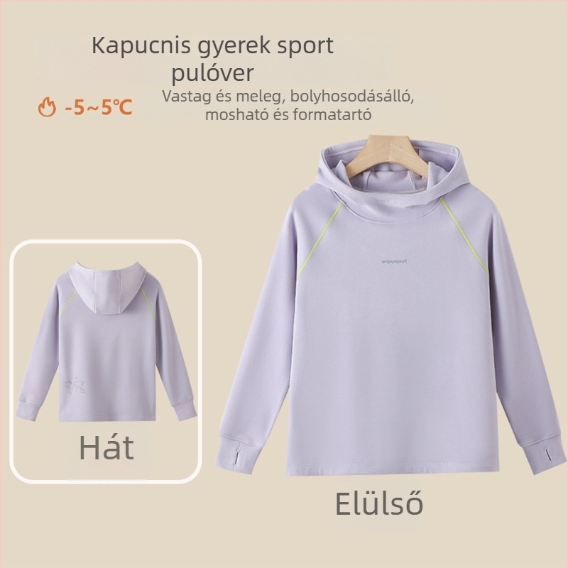 Gyerekeknek szóló Lyocell-keverék kapucnis pulóver, hosszú ujjú, ősz-tél, uniszex