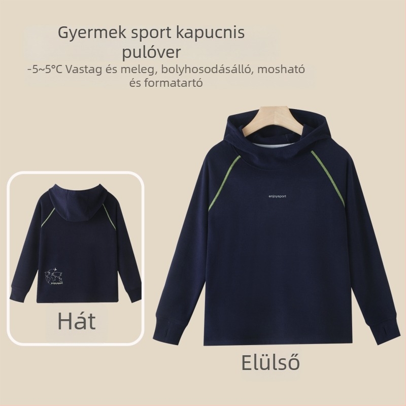 Gyerekeknek szóló Lyocell-keverék kapucnis pulóver, hosszú ujjú, ősz-tél, uniszex