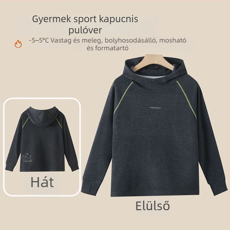 Gyerekeknek szóló Lyocell-keverék kapucnis pulóver, hosszú ujjú, ősz-tél, uniszex