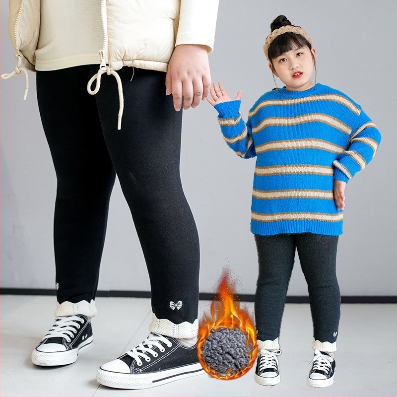 Lányoknak készült fleece bevonatú leggings ősz-télre, bő szabás, plusz méret