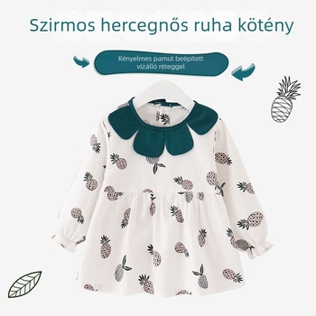 Vízálló etető kötény babáknak hosszú ujjú, rajzhoz és etetéshez, fordítható dizájn