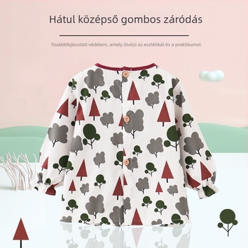 Vízálló etető kötény babáknak hosszú ujjú, rajzhoz és etetéshez, fordítható dizájn