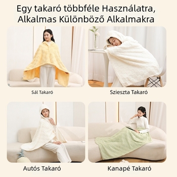 Kapucnis pléd kapcsos zárással – sokoldalú kendő-pled, irodai szundikáláshoz és poszt-szülés utáni ápoláshoz, könnyű, egyszínű