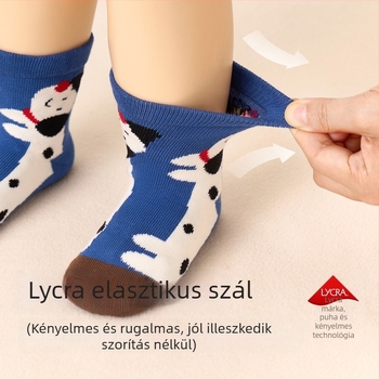 Nidobear gyerek zoknik horoggal, tavasz–ősz, hat pár egy csomagban, gyerekeknek, fiúknak és babáknak, egyenként csomagolva, normál hosszúságú, ajándékdoboza