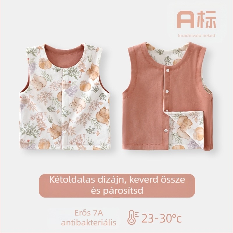 100% pamut baba mellény újszülötteknek, egész éves viselet, ujjatlan