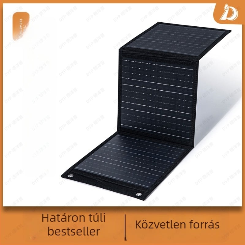 Összecsukható napelemes töltőpanel mobiltelefonhoz Type-C USB és DC, 60W, 5V/9V/12V/18V