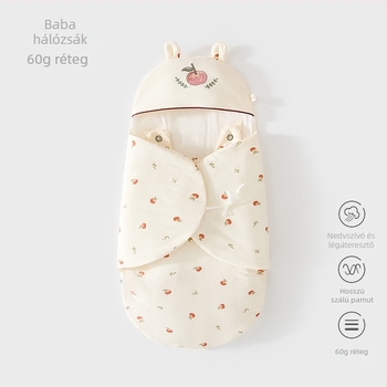 Újszülött: cocoon-stílusú hálózsák cipzárral, pamut, 80 cm, téli–tavaszi–őszi használatra