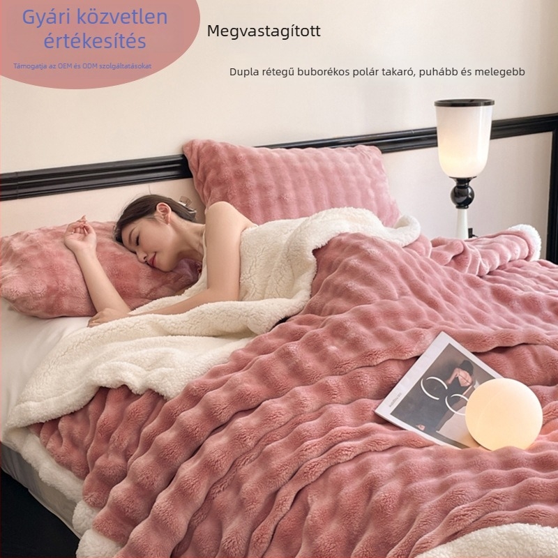 Buborékos nyuszis pléd, dupla réteg, vastag és meleg