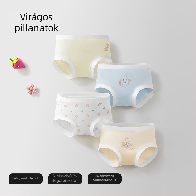Betides gyerek lányoknak pamut alsónemű, légáteresztő háromszög fazon, antibakteriális, tavasz–ősz, 3–8 év