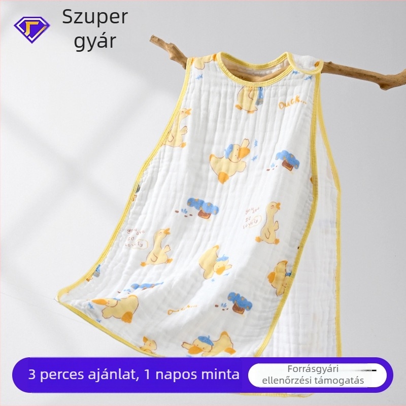Személyre szabott babaszoba alvózsák nyárra — vékony ujjatlan mellény, 100% pamut géz anyag, gyerekeknek