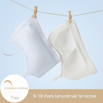 Légáteresztő pamut cami melltartó lányoknak fejlődési szakaszban, párnázott kosarakkal, hát sima
