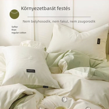 100% pamutból készült négy részes ágynemű készlet, könnyű luxus, minimalist design, hosszú szálú pamut, egyszínű, diákházhoz