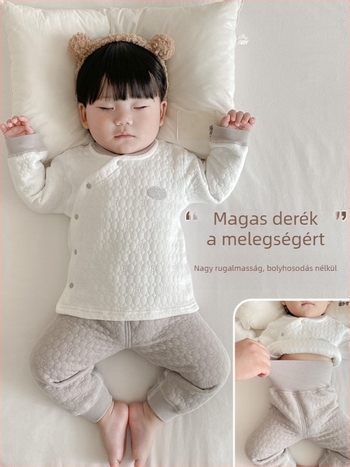 Baba melegítő szett bélelt pamutból hosszú ujjú felsővel és hosszú nadrágokkal, tavasz–őszre, újszülötteknek