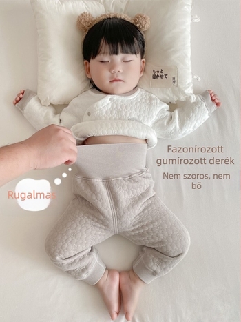 Baba melegítő szett bélelt pamutból hosszú ujjú felsővel és hosszú nadrágokkal, tavasz–őszre, újszülötteknek