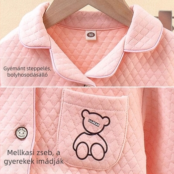 Gyerekek téli pizsama szett háromréteg pamut szigeteléssel, uniszex, 3–8 éveseknek