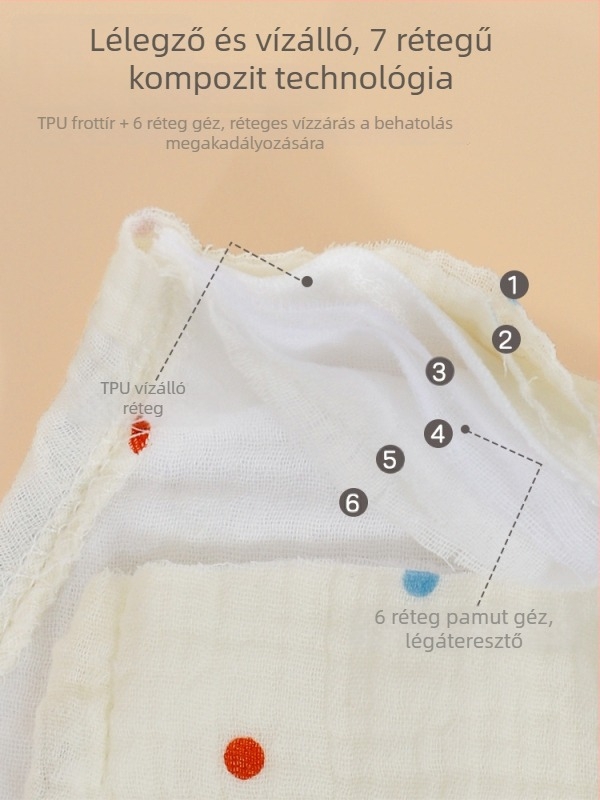 Koreai stílusú babapelenkás edzőnadrág, vízálló pelustakaró, 100% pamut géz anyagú pelusok, egész éves edzőnadrág
